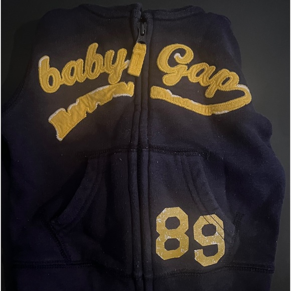 Vintage Baby Gap Hoodie. Navy Blue with Gold Lettering. Infants 12-18 months. - Picture 8 of 10
